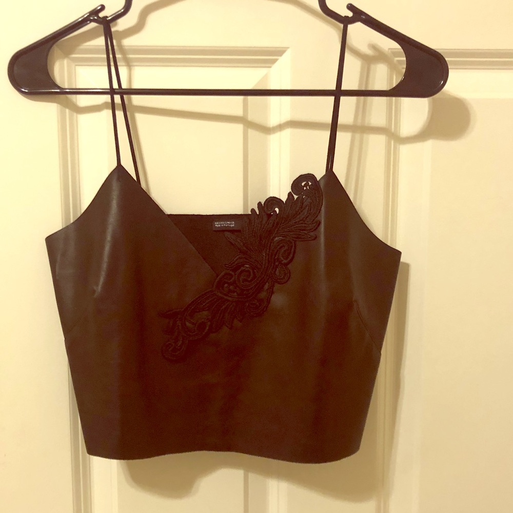 ZARA cropped leather tank